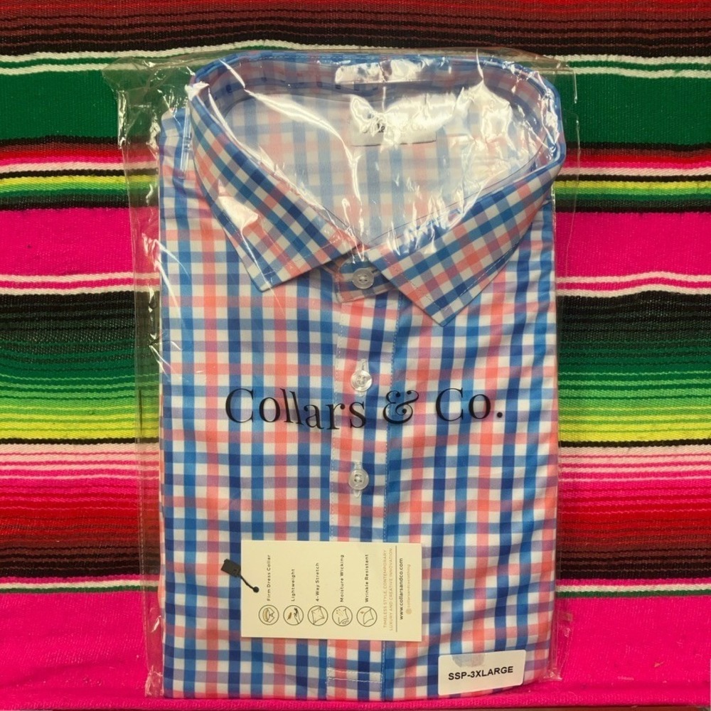 NEW Collars & Co. Oxford Button Down Collar Polo Short Sleeve‎ Shirt